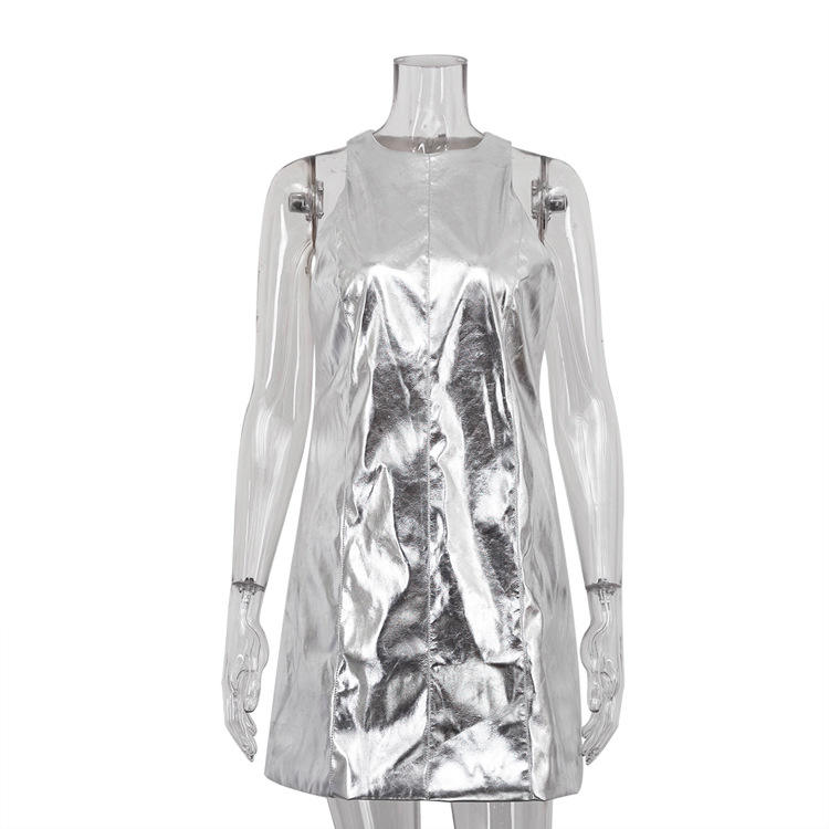 Celine Glam Round Neck Sexy Sleeveless Short Women's Dress